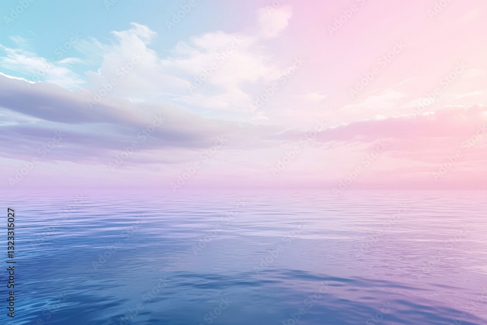 Soft pastel gradient sky merging with calm ocean hues