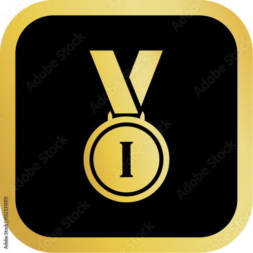 Gold Award Icon Square Rounded Icon with Golden and Black Luxury