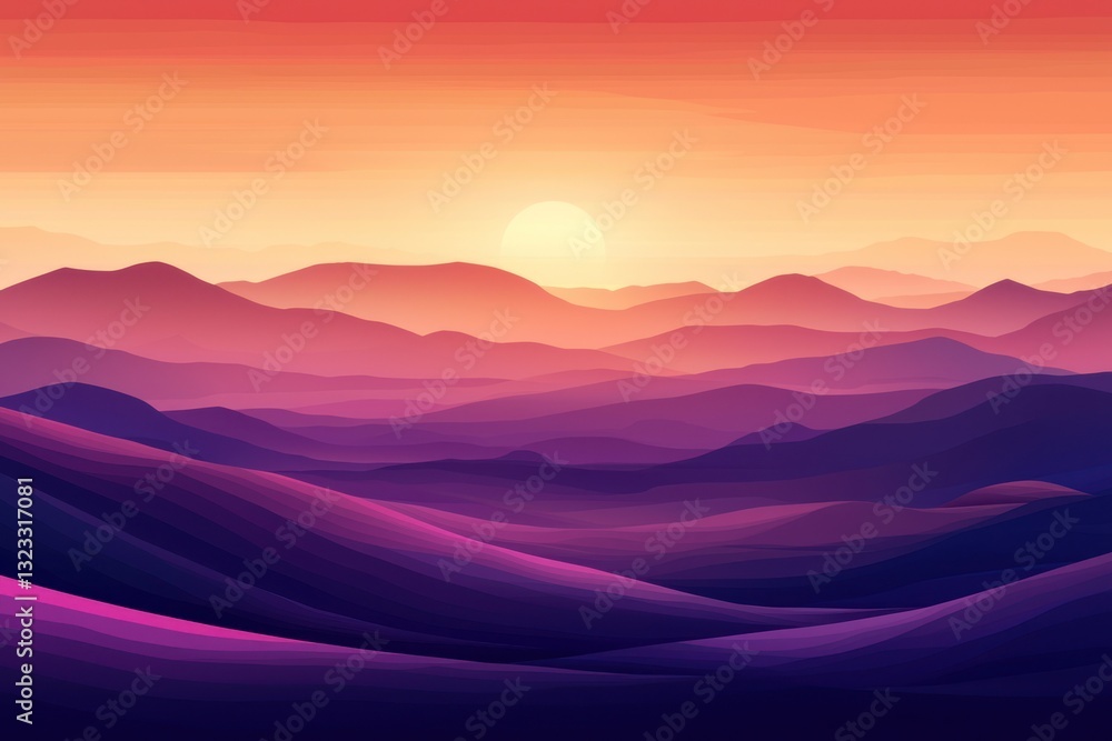 Stunning gradient desert with shifting sunset tones