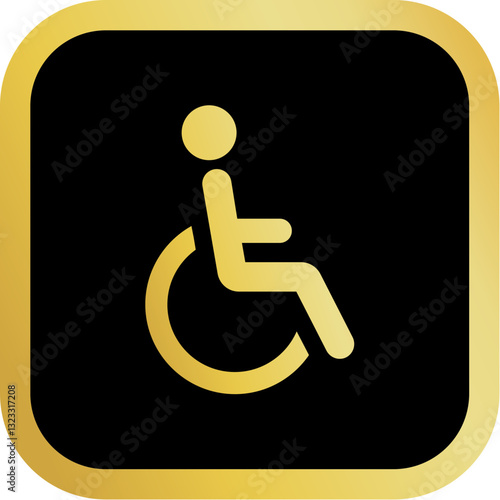 Gold Wheelchair Accessibility Icon Square Rounded Icon with Golden and Black Luxury
