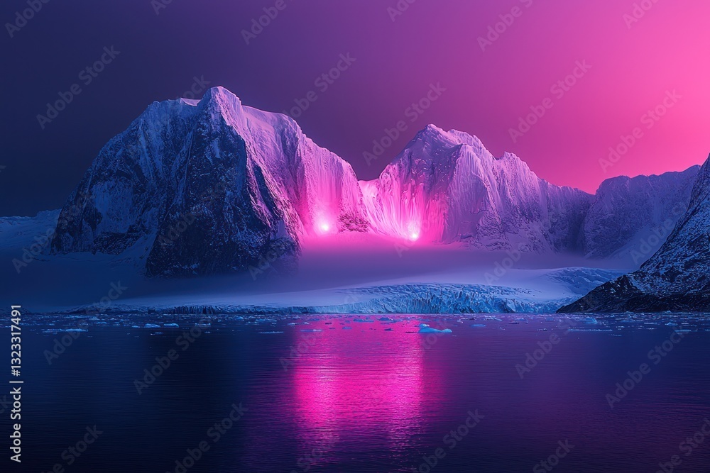 Stunning gradient glacier glowing in twilight hues