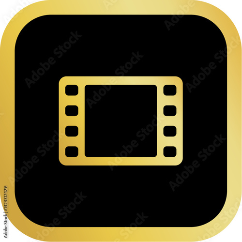Gold Movie Icon Square Rounded Icon with Golden and Black Luxury
