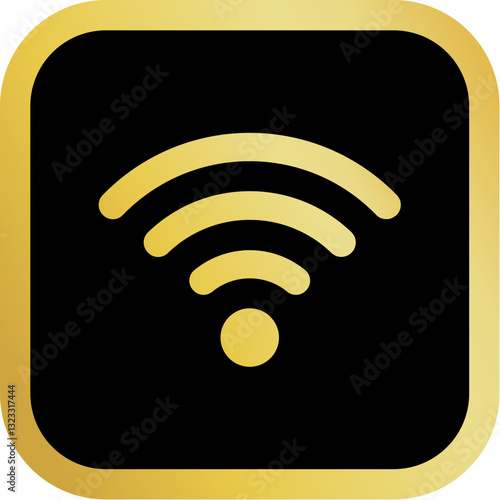 Gold Internet Icon Square Rounded Icon with Golden and Black Luxury
