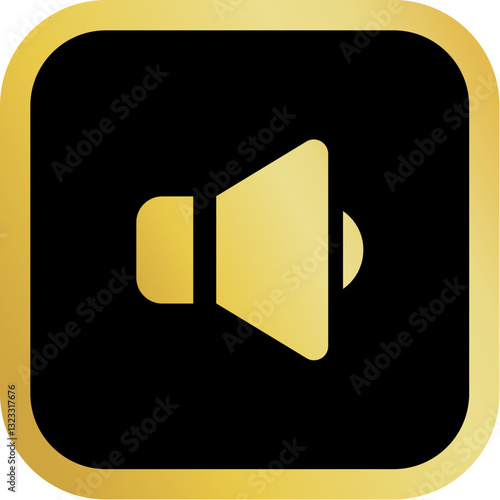 Gold Volume Icon Square Rounded Icon with Golden and Black Luxury 