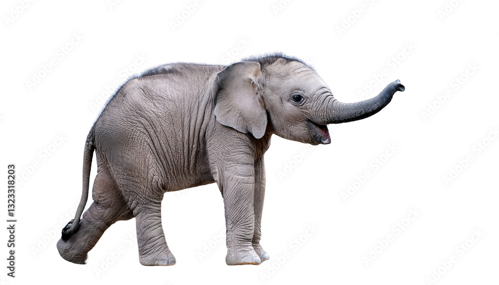 Fototapeta premium a cute baby elephant isolated on transparent background.