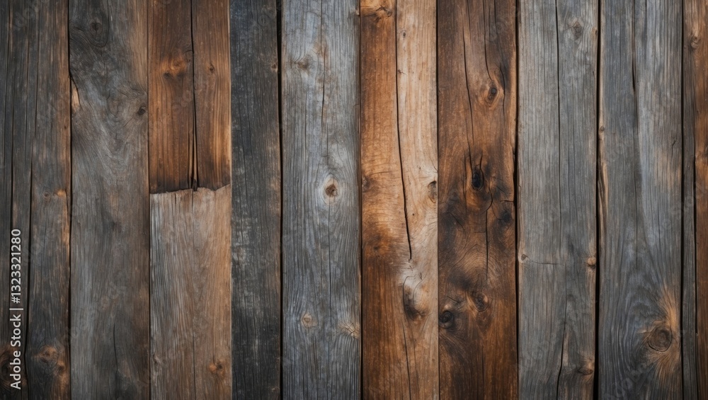 Rustic wooden backdrop with varying shades of brown and gray planks arranged vertically, ideal for design projects or backgrounds. Rustic wooden backdrop with varying shades of brown and gray planks arranged vertically, ideal for design projects or backgrounds.
