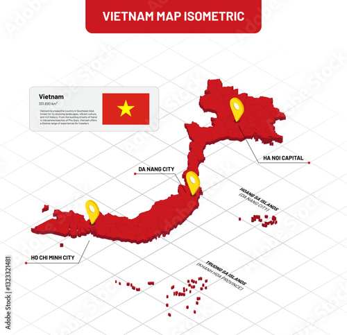 Isometric vietnam map design