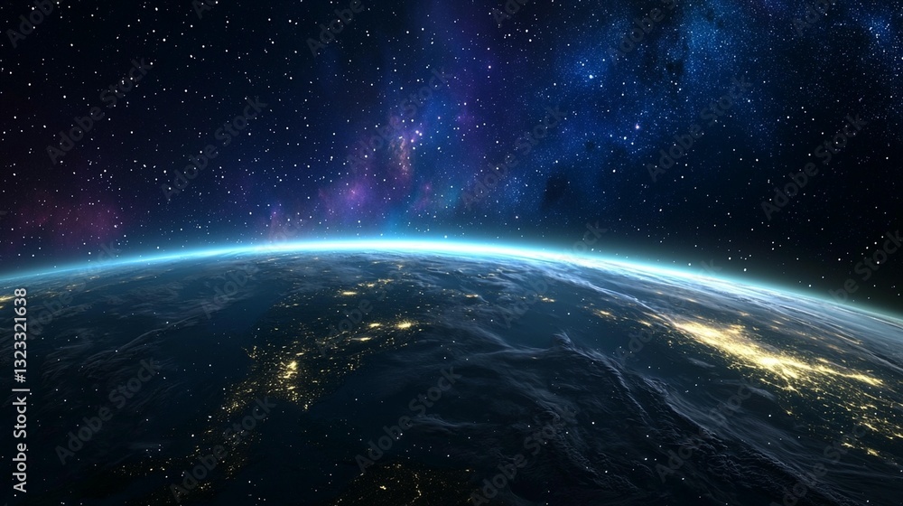 Earth from Space, Night View Earth from Space, Night View