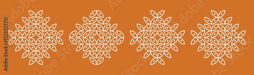 Set of modern pulli kolam. Indian home decor patterns.