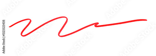 Draw a red pencil line separated on a transparent background.