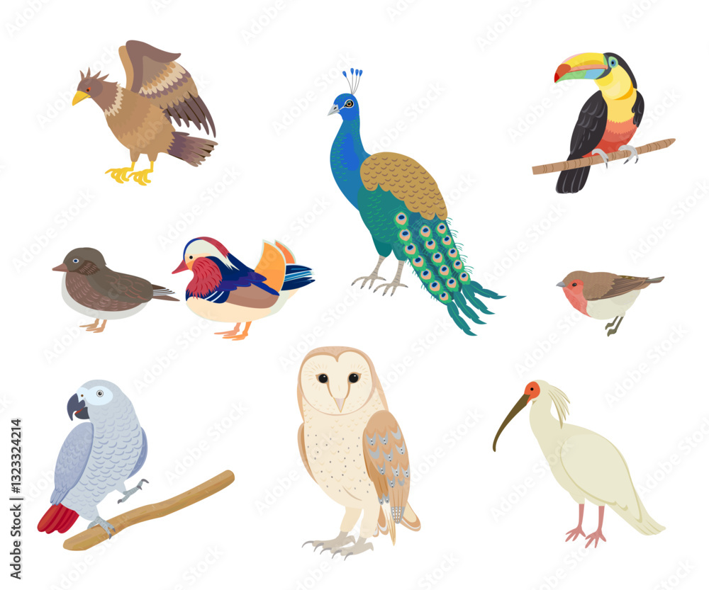Naklejka premium 美しい鳥の仲間たち