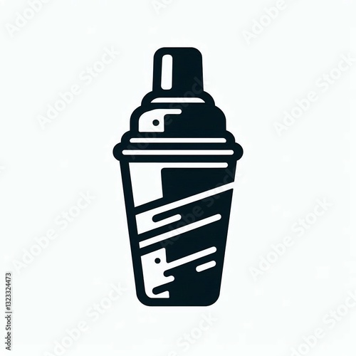 Cocktail Shaker Icon Bar Tool Black and White Silhouette