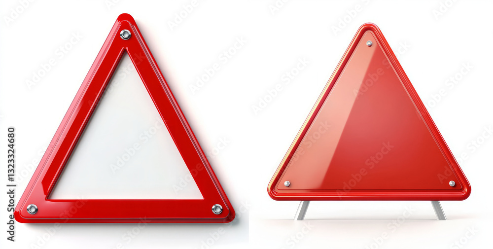 triangular warning sign with red frame and blank center, ideal for alerts