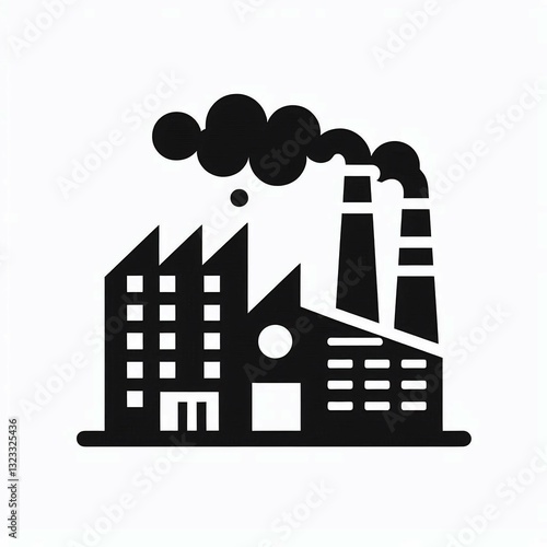 Industrial Icon Smoking Factory Silhouette