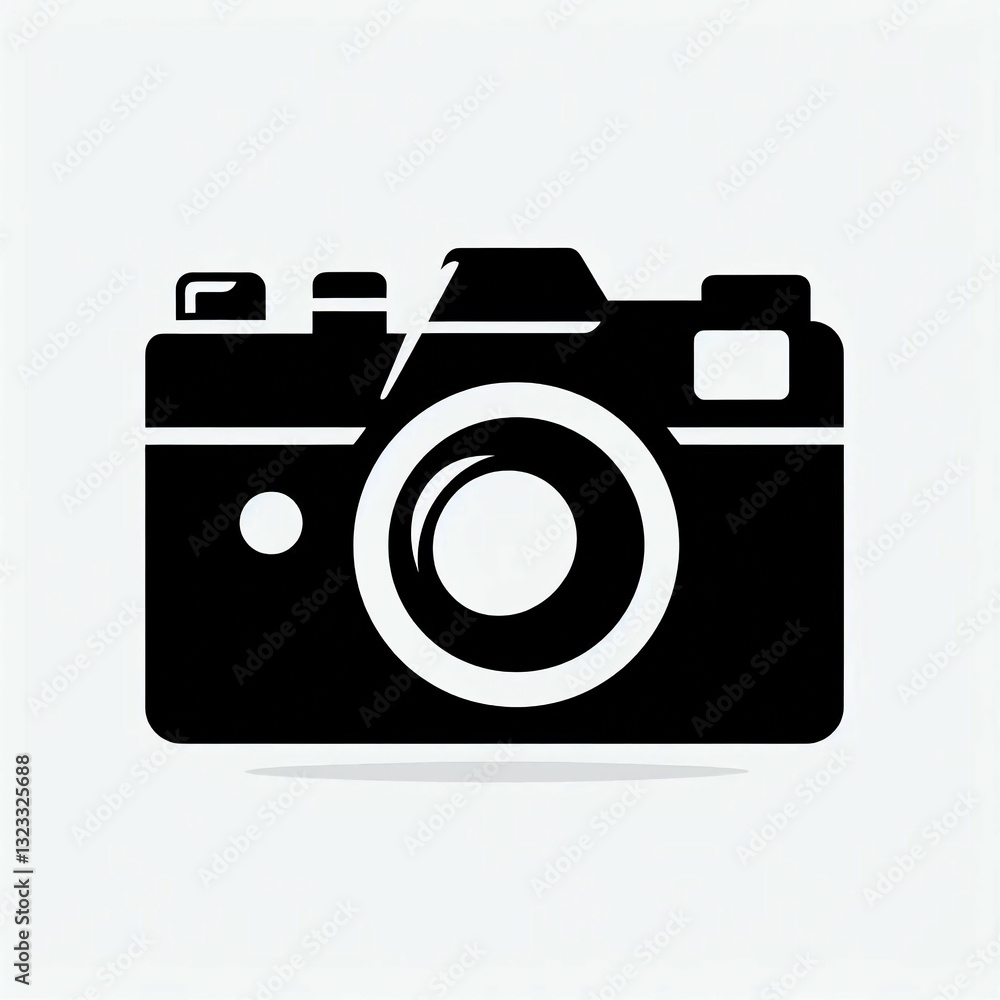 Classic Camera Icon Retro Photography Tool in Black and White Classic Camera Icon Retro Photography Tool in Black and White