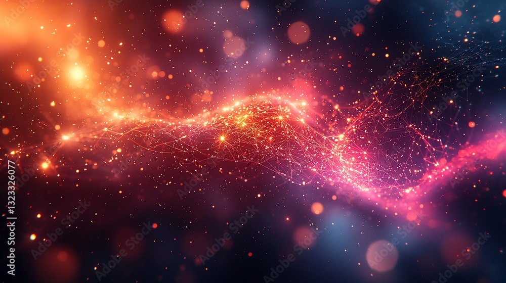 Vibrant abstract swirl of glowing particles and lights in a cosmic background Vibrant abstract swirl of glowing particles and lights in a cosmic background
