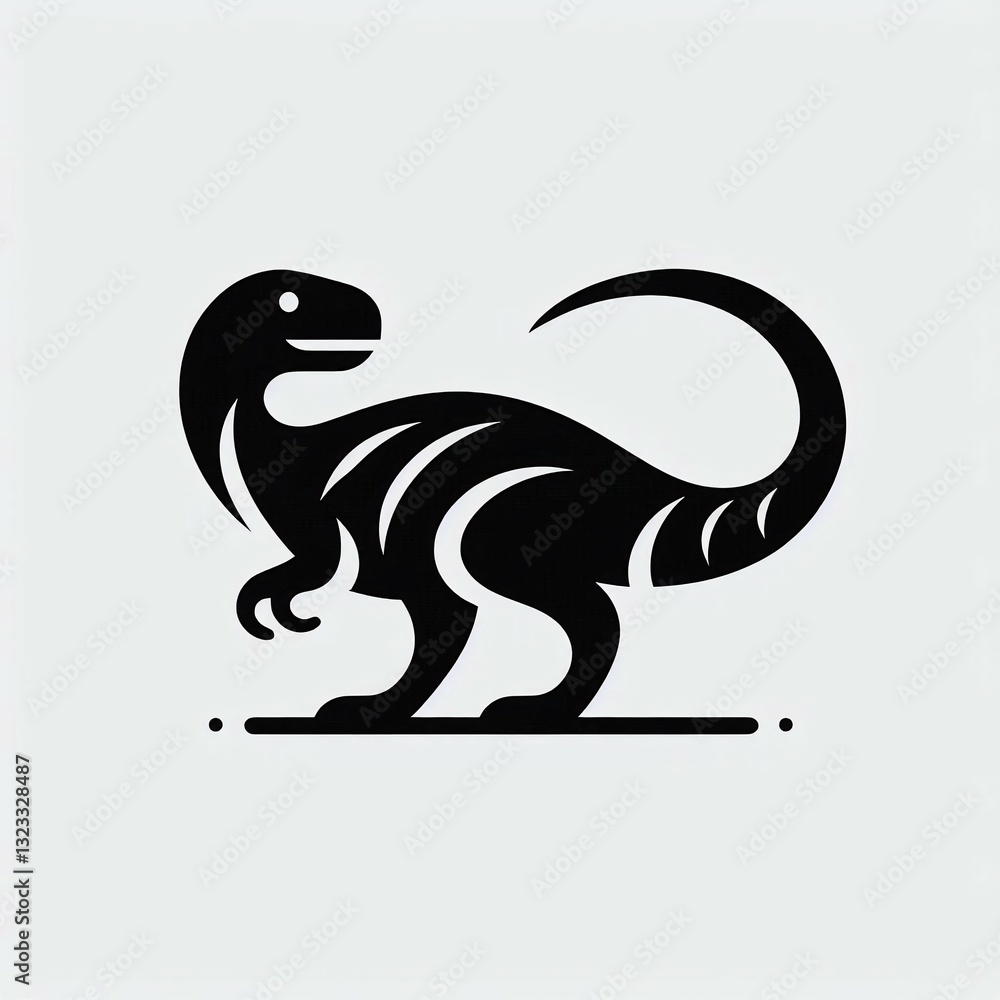 Obraz premium Retro Dino Simplified TRex Icon