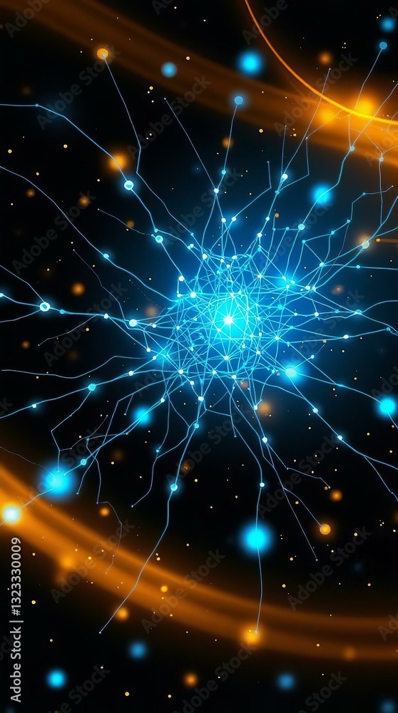 Naklejka premium Futuristic Light Waves for Digital Background, Technology Wallpaper, AI Visualization, Data Flow, Quantum Computing