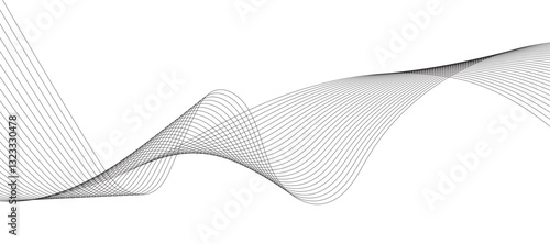 Modern white background, wavy lines. Line art background. Wave with lines created using blend tool. Vector illustration.