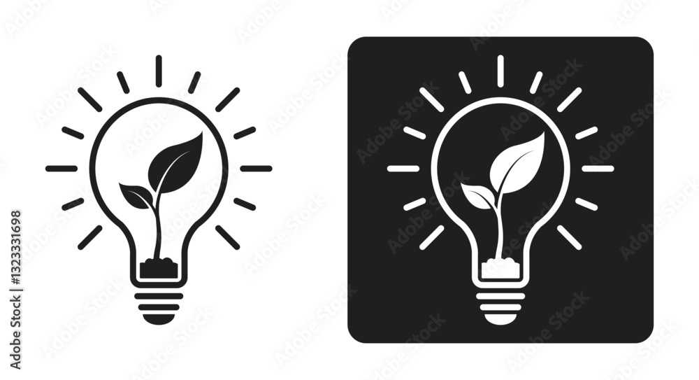 Renewable green energy light bulb vector icon. Vector illustration Renewable green energy light bulb vector icon. Vector illustration
