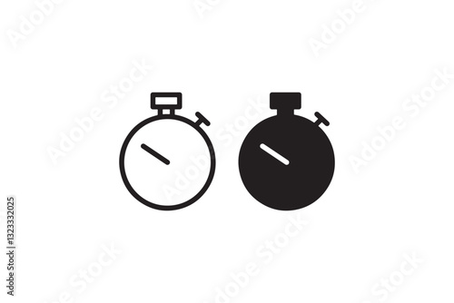 Black and white stopwatch icon set Vector photo