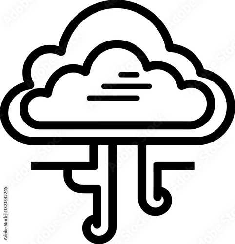 Minimalist Rain Cloud Icon: Weather Forecast Graphic Element for Stormy Season Designs, Atmospheric Conditions, and Environmental Projects - Vector Illustration
