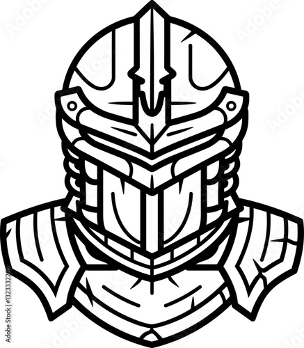 Striking Knight Armor Illustration: A Bold Graphic Resource of Medieval Warfare, Protection, and Strength for Designs and Creative Projects.