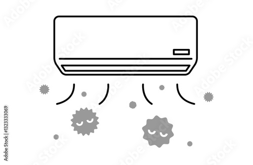 カビ・ウイルス・埃とエアコンのベクターイラスト 