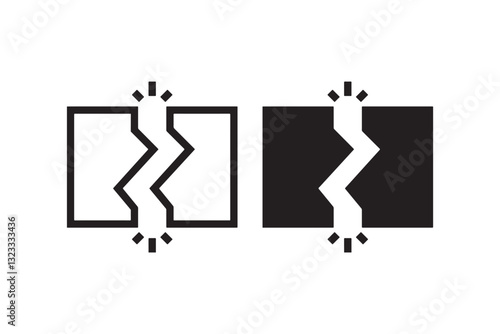 Cracked wall icon in black and white Vector