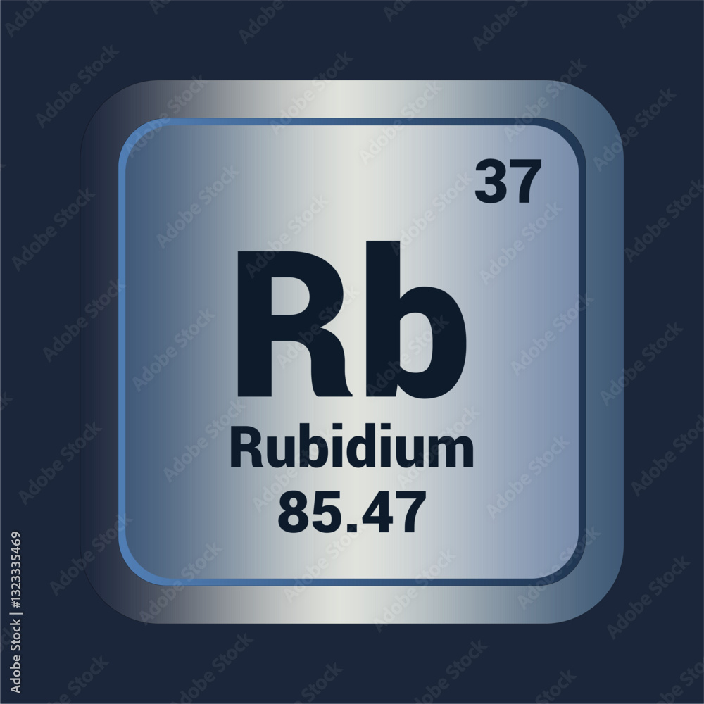 Rubidium Rb icon. Number Thirty Seven. Mass 85.47 detail. Vector Background. Rubidium Rb icon. Number Thirty Seven. Mass 85.47 detail. Vector Background.