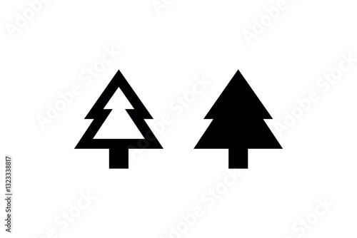 Pine tree icon in black and white Vector