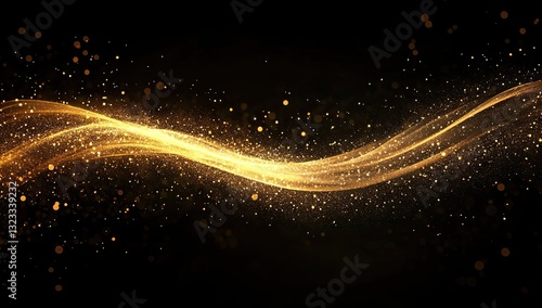 Golden swirling lines on black background