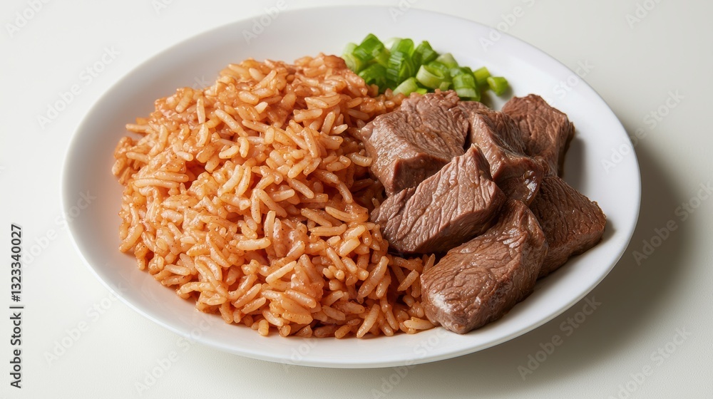 Delicious beef and rice dish home kitchen food photography bright setting close-up comfort cuisine Delicious beef and rice dish home kitchen food photography bright setting close-up comfort cuisine