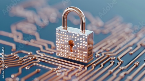 Wallpaper Mural A futuristic crypto lock secures sensitive digital data with advanced encryption and multi-layered security measures. Torontodigital.ca