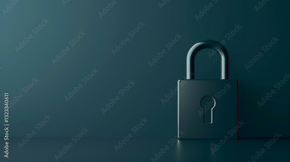 Fototapeta premium A powerful representation of cyber defense featuring a digital data stream secured by a crypto lock.