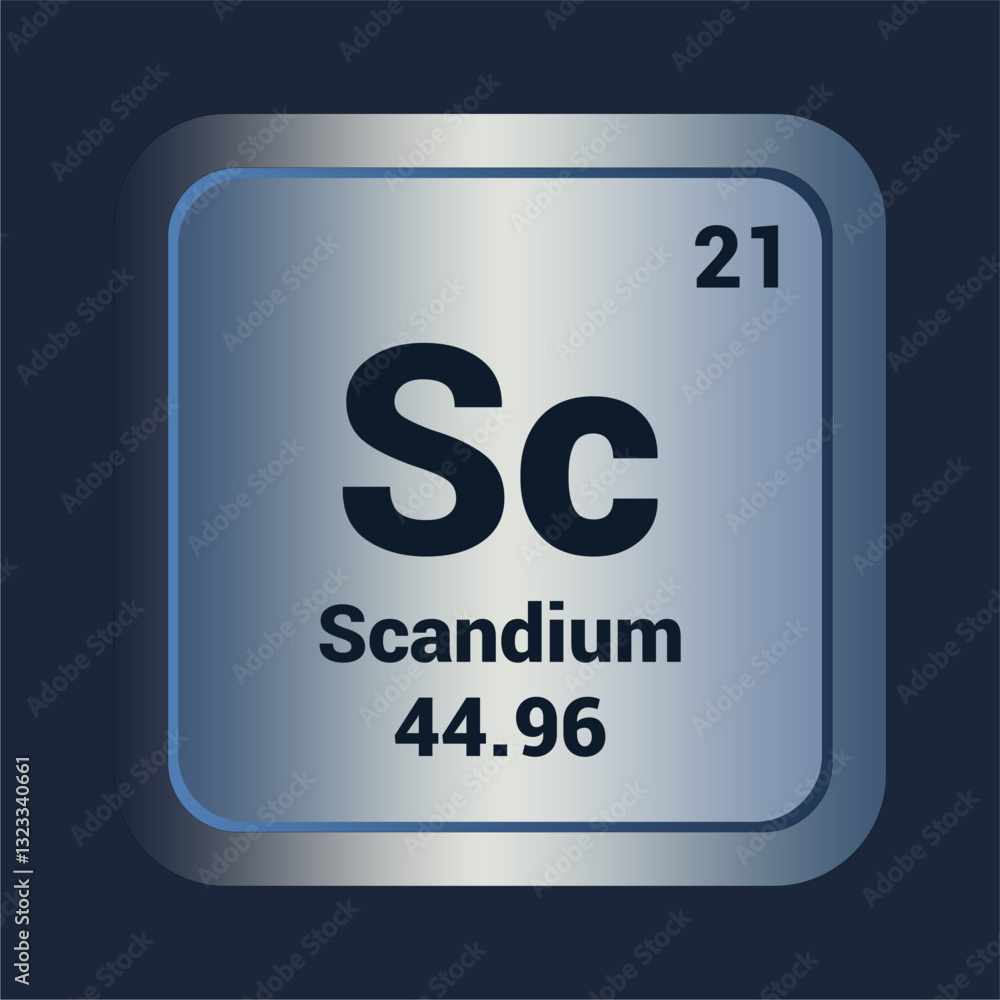 Scandium Se icon. Number Twenty One. Mass 44.96 detail. Vector Background. Scandium Se icon. Number Twenty One. Mass 44.96 detail. Vector Background.