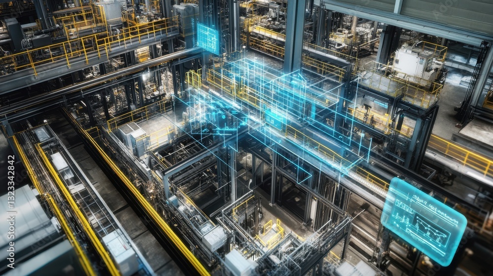 Fototapeta premium A manufacturing plant implementing AI-driven predictive safety analytics