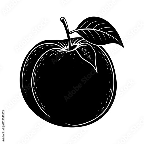 Nectarine silhouette vector