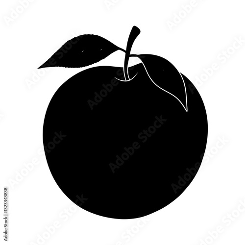 Nectarine silhouette vector