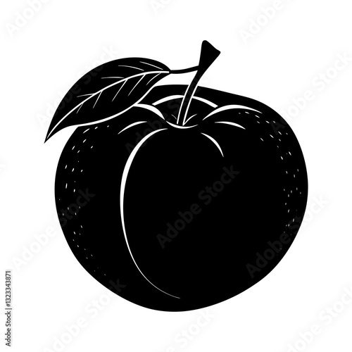 Nectarine silhouette vector