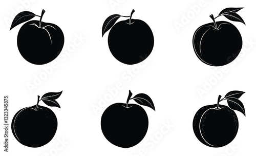 Nectarine silhouette vector