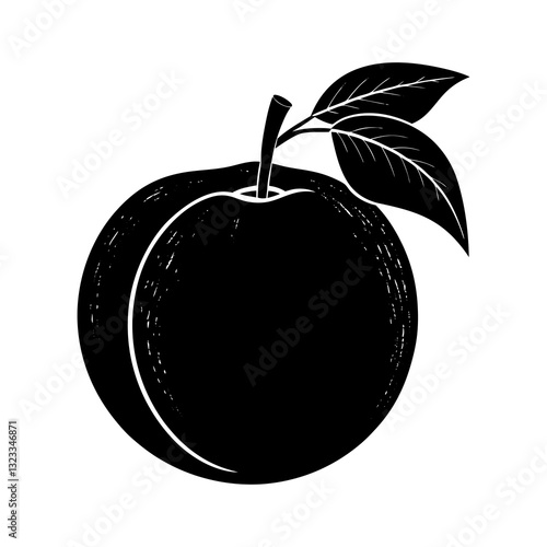 Nectarine silhouette vector
