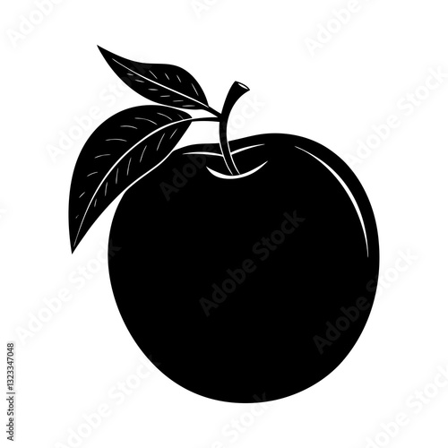 Nectarine silhouette vector