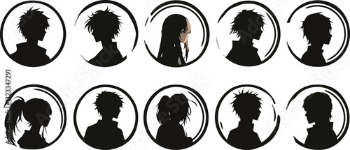 Avatar profile icon set male and female, Silhouettes of businessman and businesswomen profile icon, Set of Men and Women profile icon, Heads of businessman and businesswomen