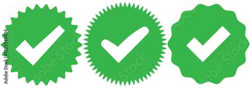 Approval check icon isolated, set quality sign, green tick – stock vector . 1176