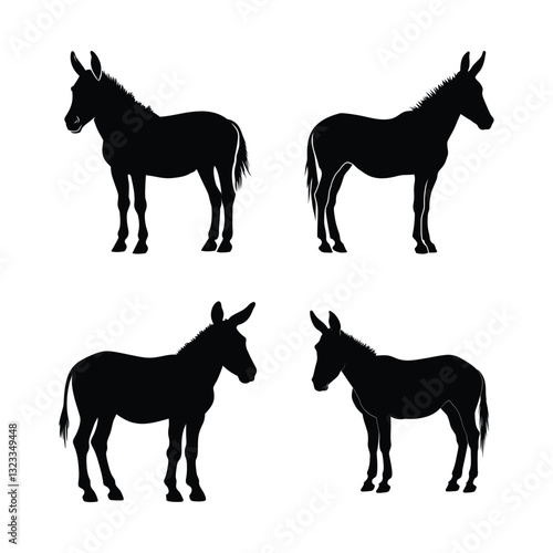 Mule silhouette set clipart on a white background