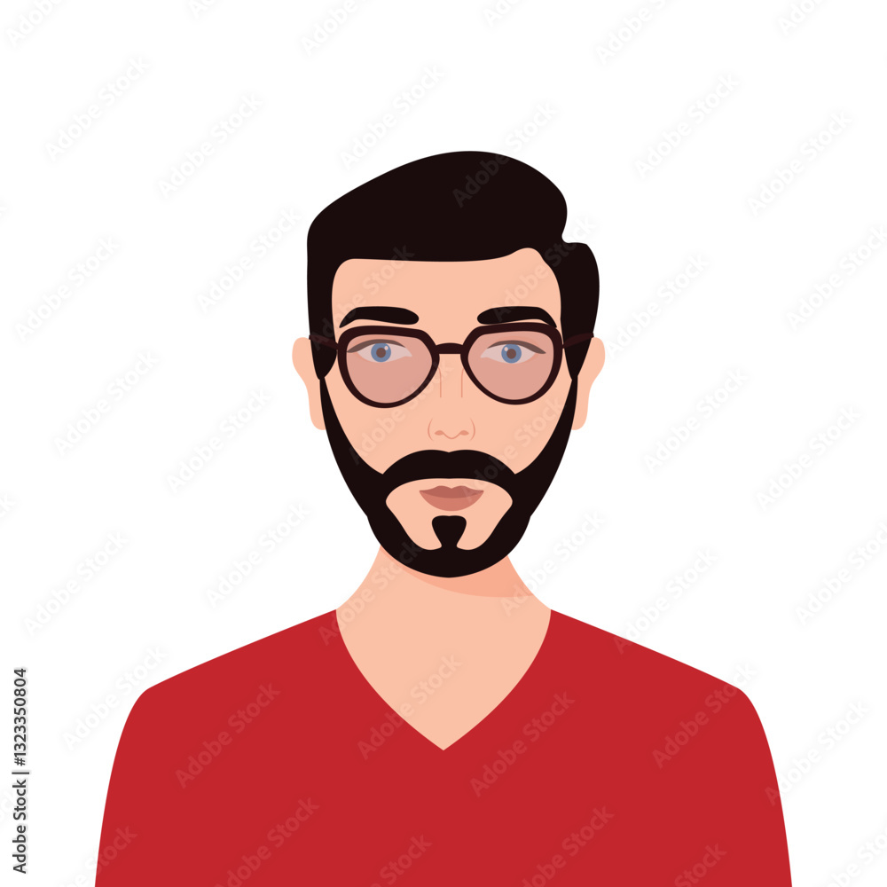 Portrait of handsome young man. Avatar for social networks. Bright vector illustration in flat style. Portrait of handsome young man. Avatar for social networks. Bright vector illustration in flat style.