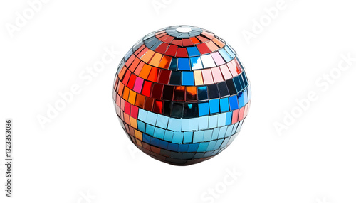 Colorful Mosaic Mirror Ball  Disco Ball Decor on transparent background