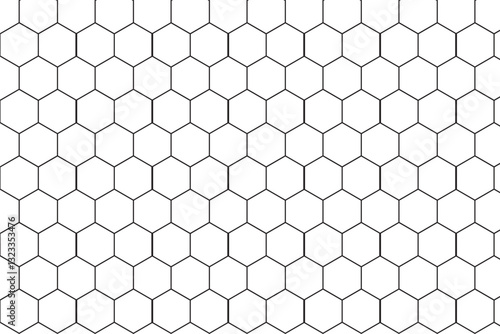 Geometric seamless pattern. Repeating hexagon lattice. Repeated black honeycomb isolated on white background. Modern abstract hexagonal design for prints. 1176