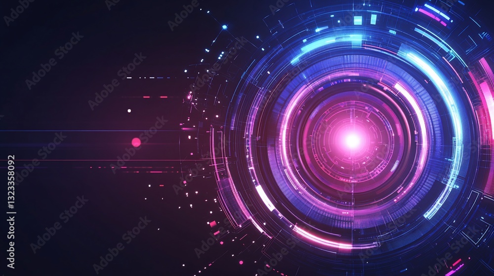 Abstract futuristic digital technology rings with glowing concentric circles. Abstract futuristic digital technology rings with glowing concentric circles.